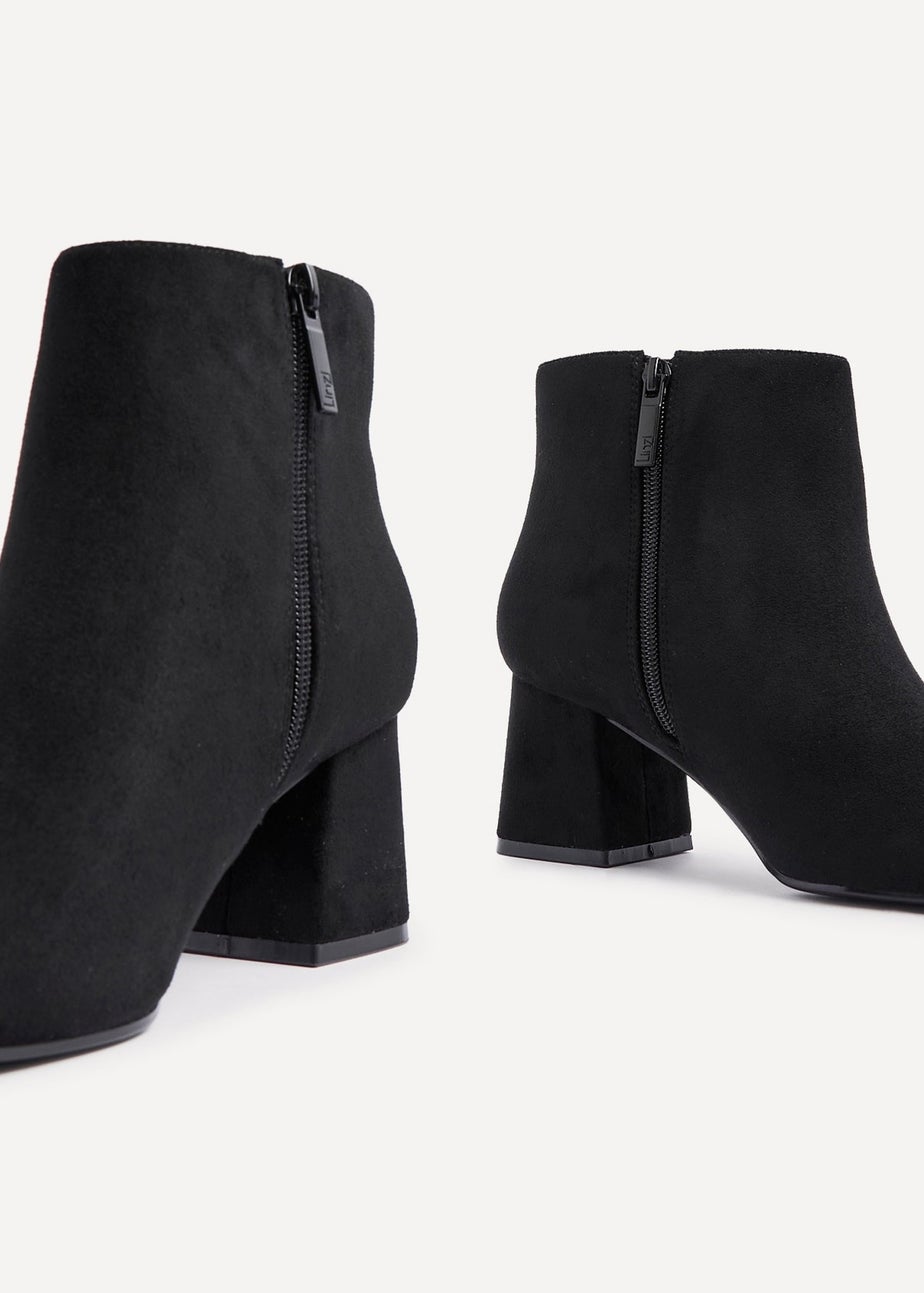 Linzi Alba Wide Fit Black Suede Block Heeled Ankle Boot