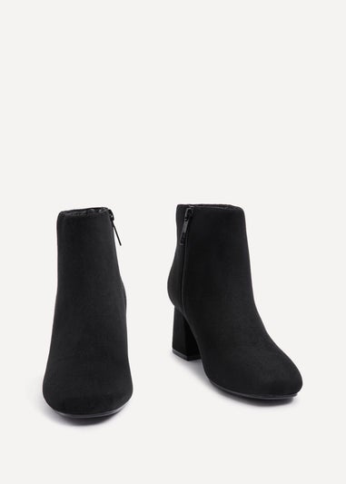 Linzi Alba Wide Fit Black Suede Block Heeled Ankle Boot
