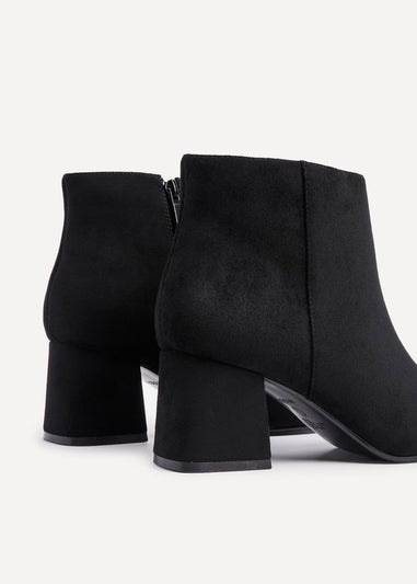 Linzi Alba Wide Fit Black Suede Block Heeled Ankle Boot