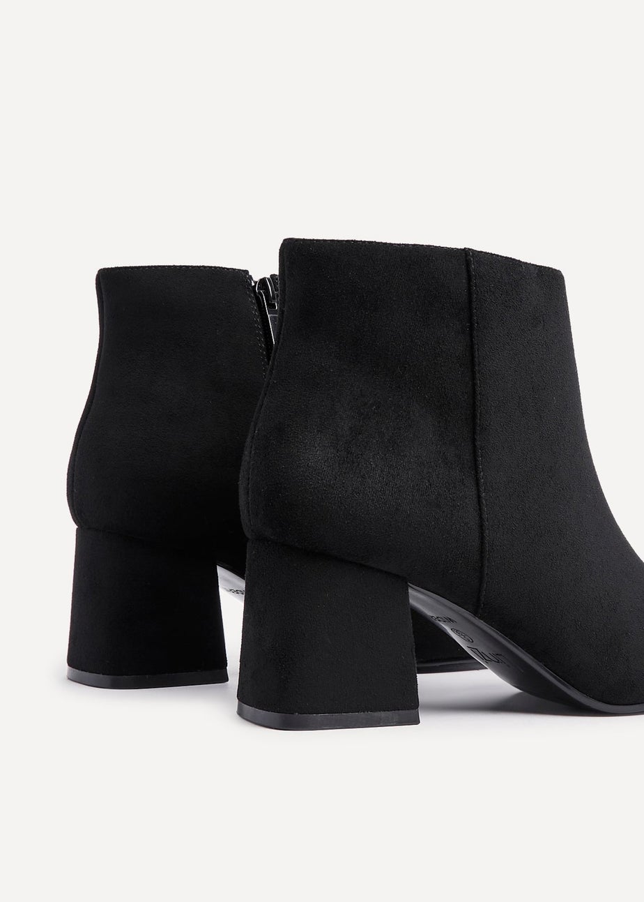 Linzi Alba Wide Fit Black Suede Block Heeled Ankle Boot