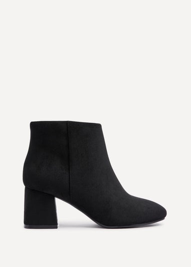 Linzi Alba Wide Fit Black Suede Block Heeled Ankle Boot