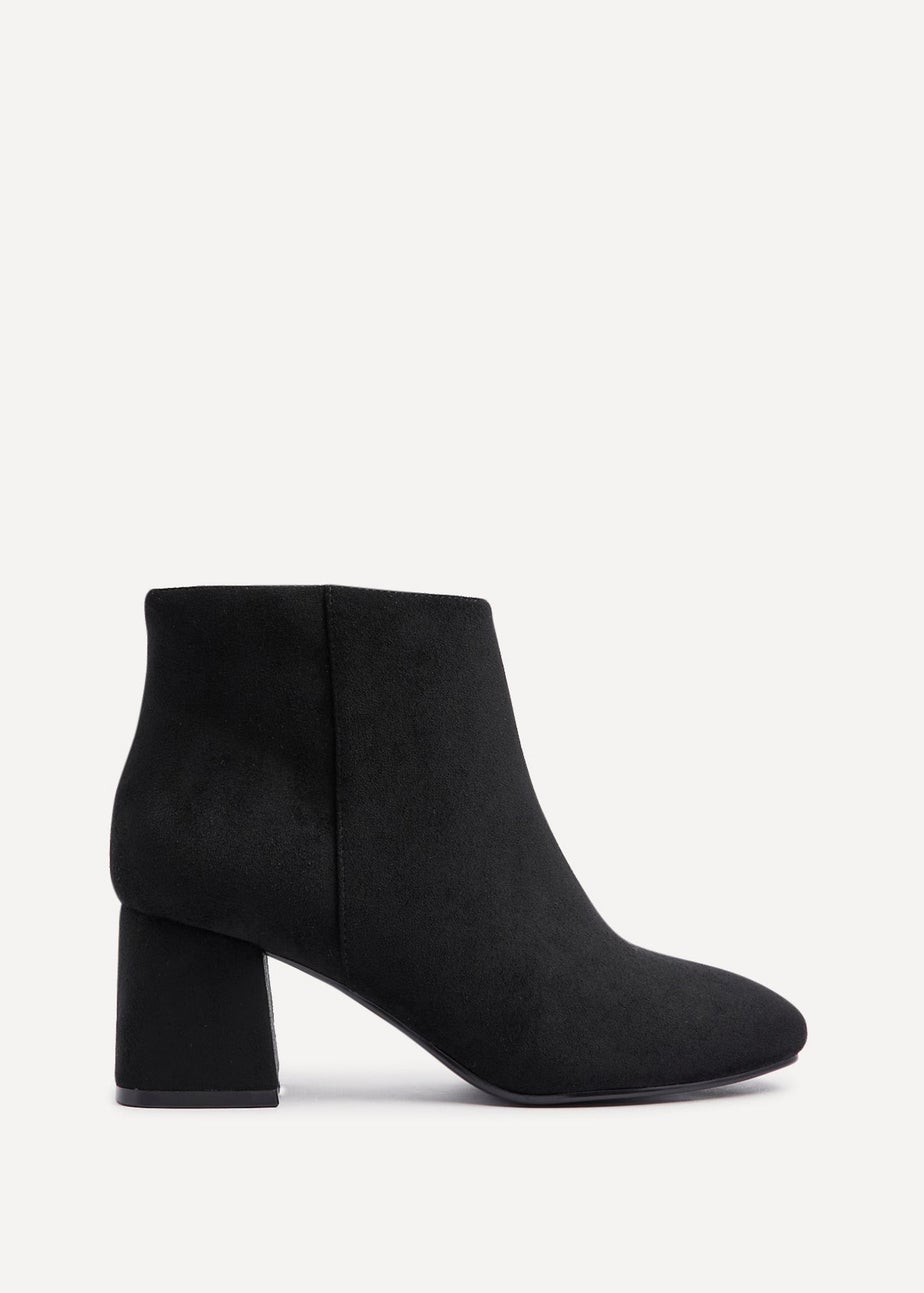 Linzi Alba Wide Fit Black Suede Block Heeled Ankle Boot