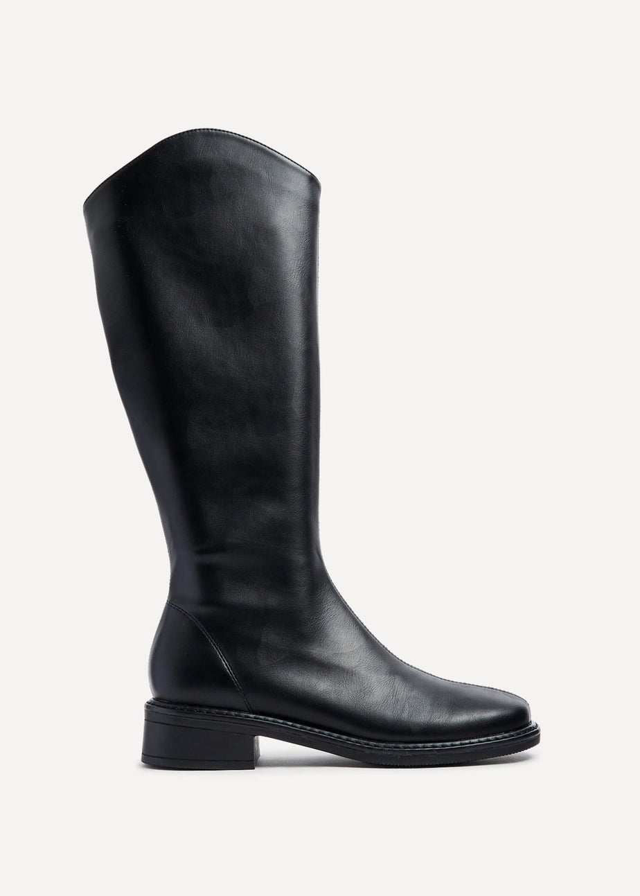 Linzi Nadine Black Faux Leather Knee High Boot