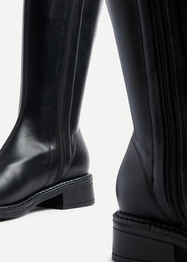 Linzi Nadine Black Faux Leather Knee High Boot