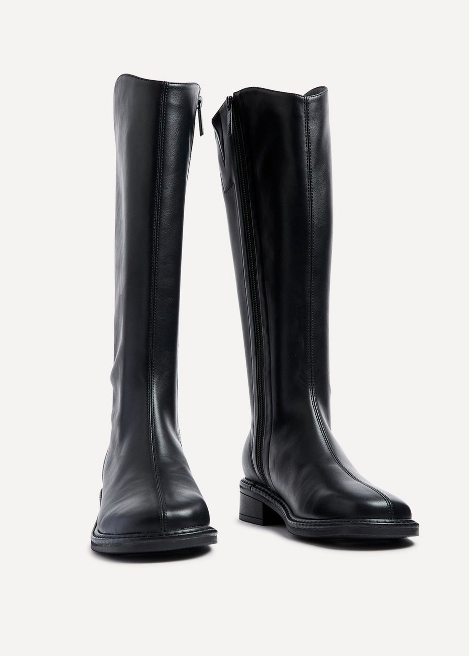 Linzi Nadine Black Faux Leather Knee High Boot