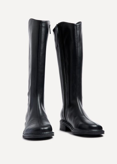Linzi Nadine Black Faux Leather Knee High Boot