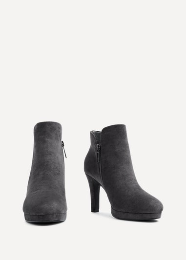 Linzi Layara Grey Faux Suede Small Platform Ankle Boot