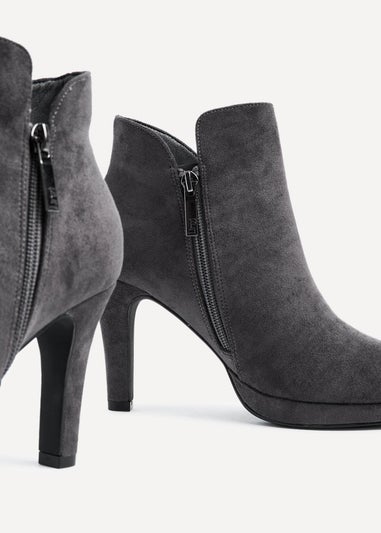 Linzi Layara Grey Faux Suede Small Platform Ankle Boot