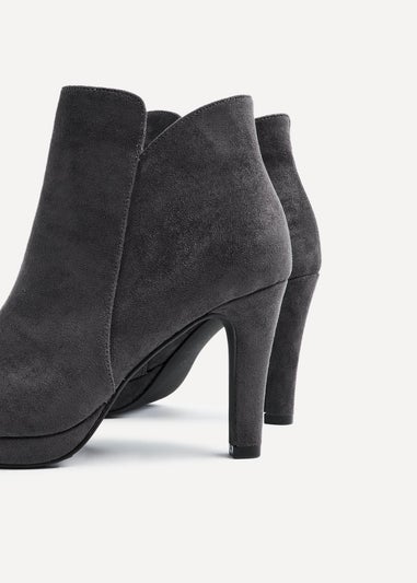 Linzi Layara Grey Faux Suede Small Platform Ankle Boot