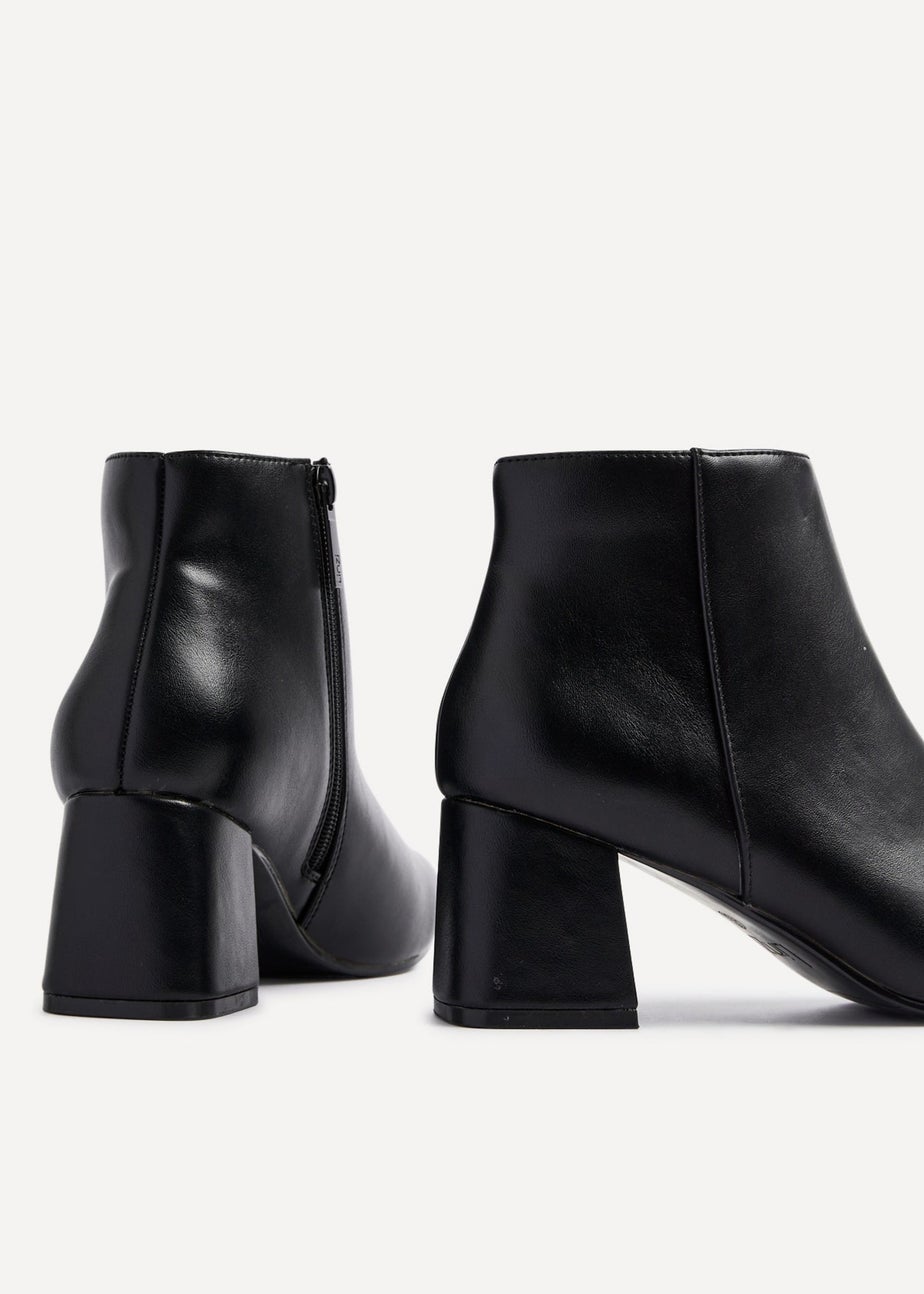 Linzi Verse Black Faux Leather Block Heel Ankle Boot