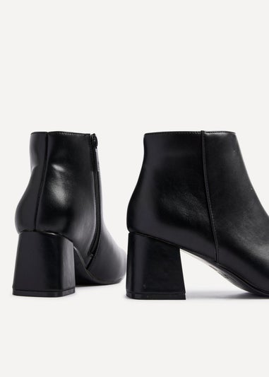 Linzi Verse Black Faux Leather Block Heel Ankle Boot