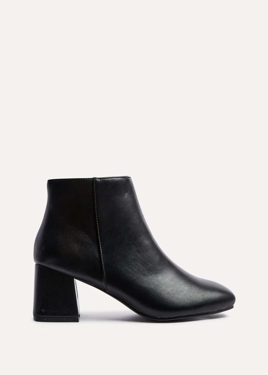 Linzi Verse Black Faux Leather Block Heel Ankle Boot