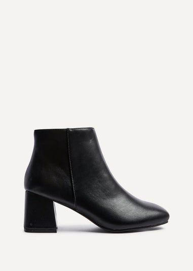 Linzi Verse Black Faux Leather Block Heel Ankle Boot
