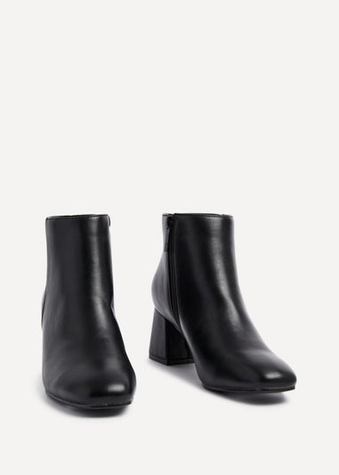 Linzi Verse Black Faux Leather Block Heel Ankle Boot