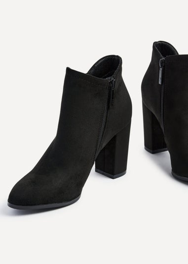 Linzi Freda Black Faux Suede Block Heeled Ankle Boot
