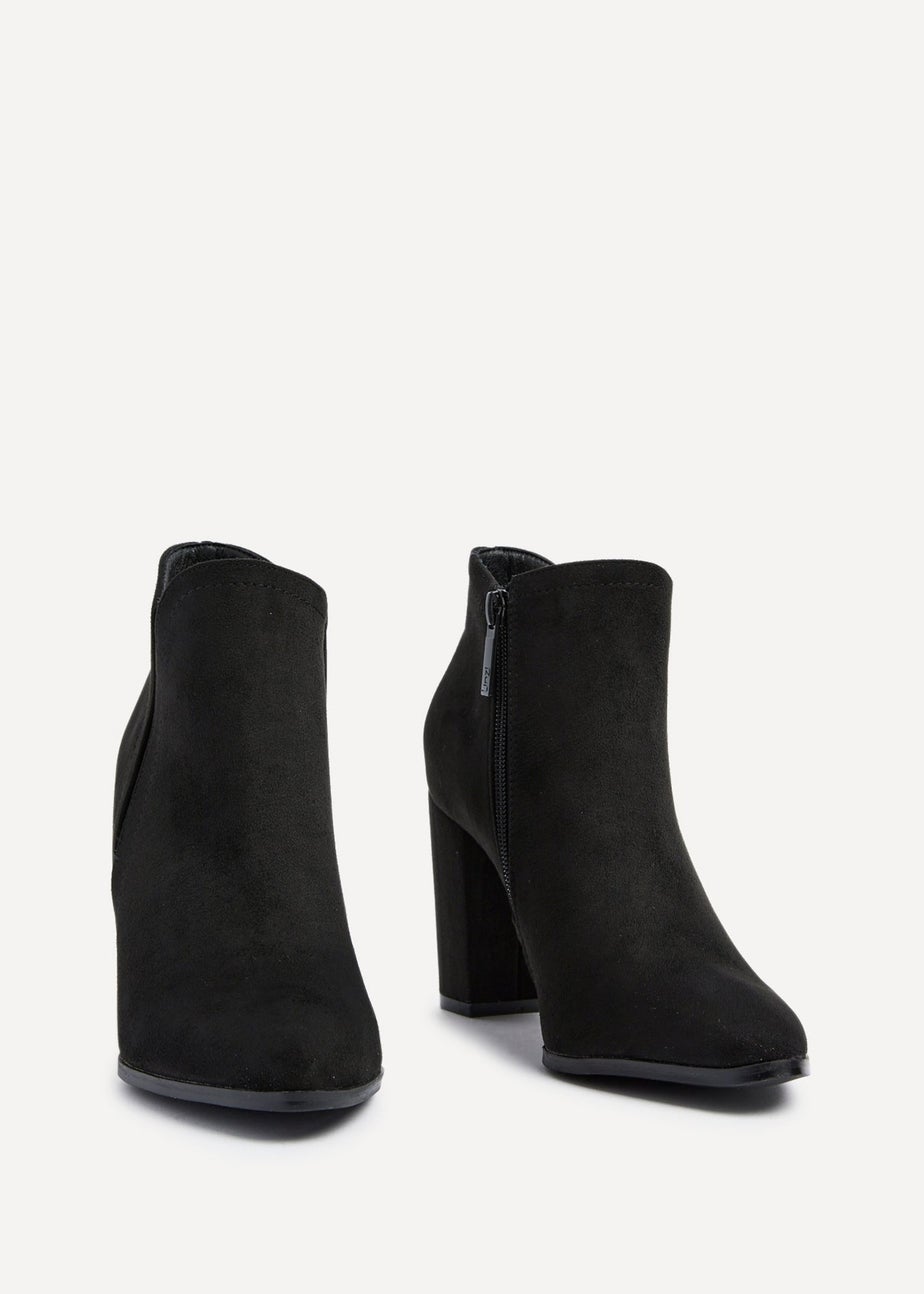 Linzi Freda Black Faux Suede Block Heeled Ankle Boot