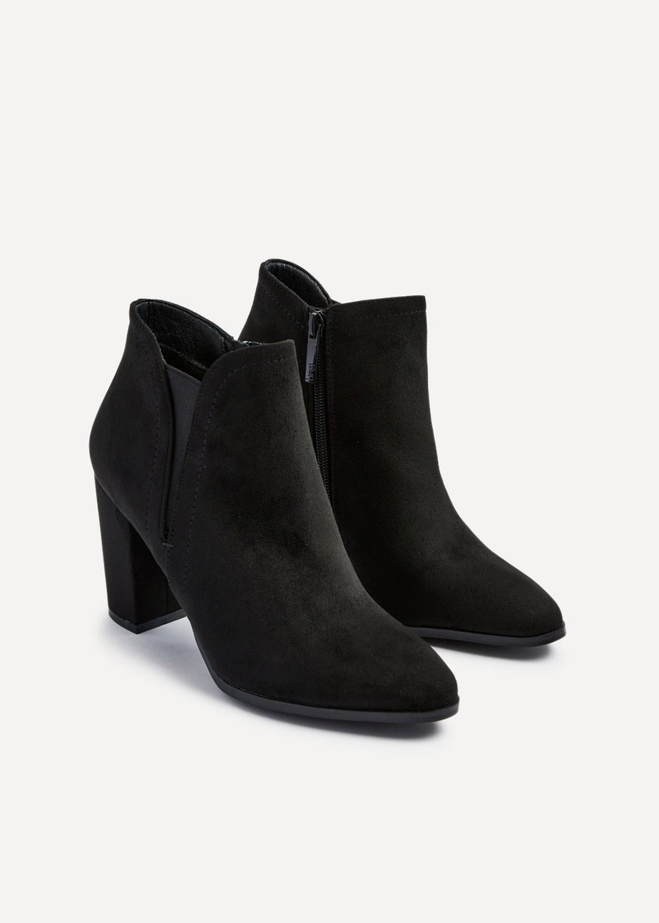 Linzi Freda Black Faux Suede Block Heeled Ankle Boot