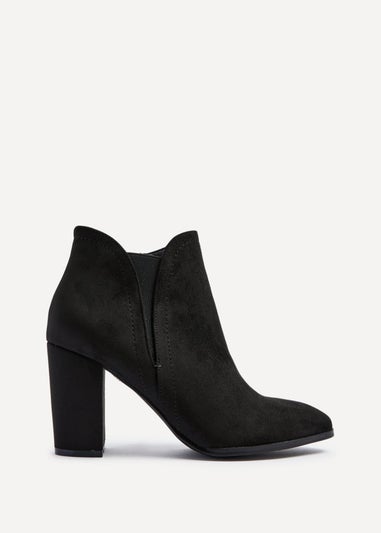 Linzi Freda Black Faux Suede Block Heeled Ankle Boot