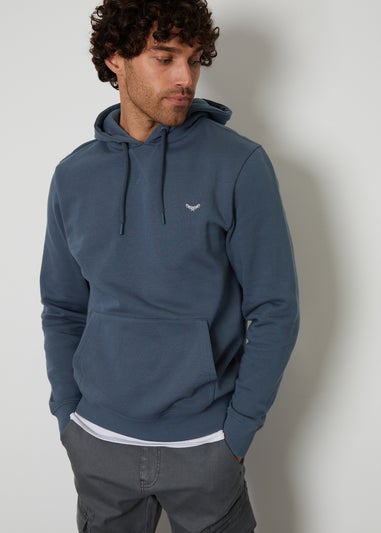 Threadbare Blue Cotton Blend Pullover Hoody