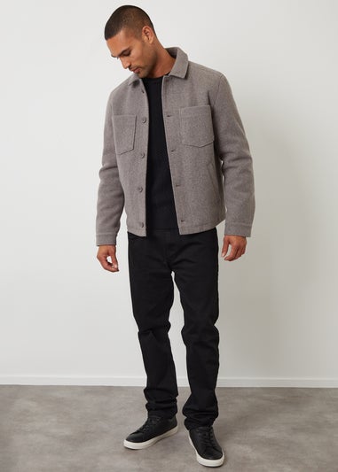 Threadbare Taupe Faux Wool Button Up Quilted Shacket