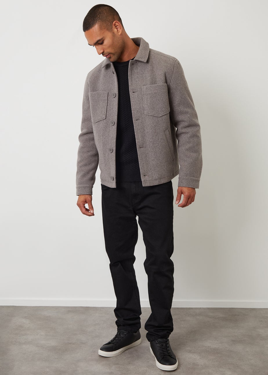 Threadbare Taupe Faux Wool Button Up Quilted Shacket