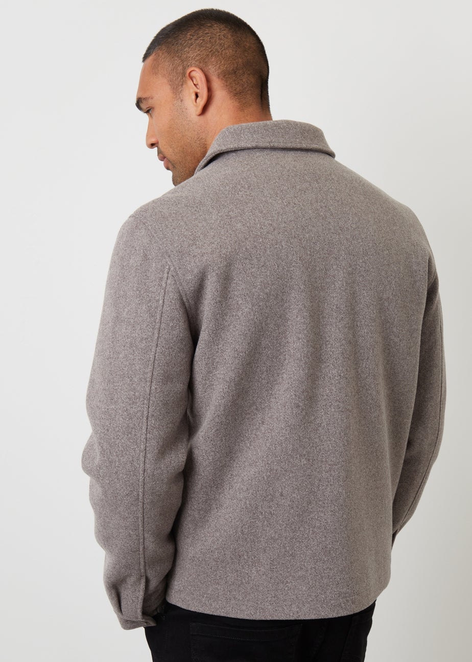 Threadbare Taupe Faux Wool Button Up Quilted Shacket