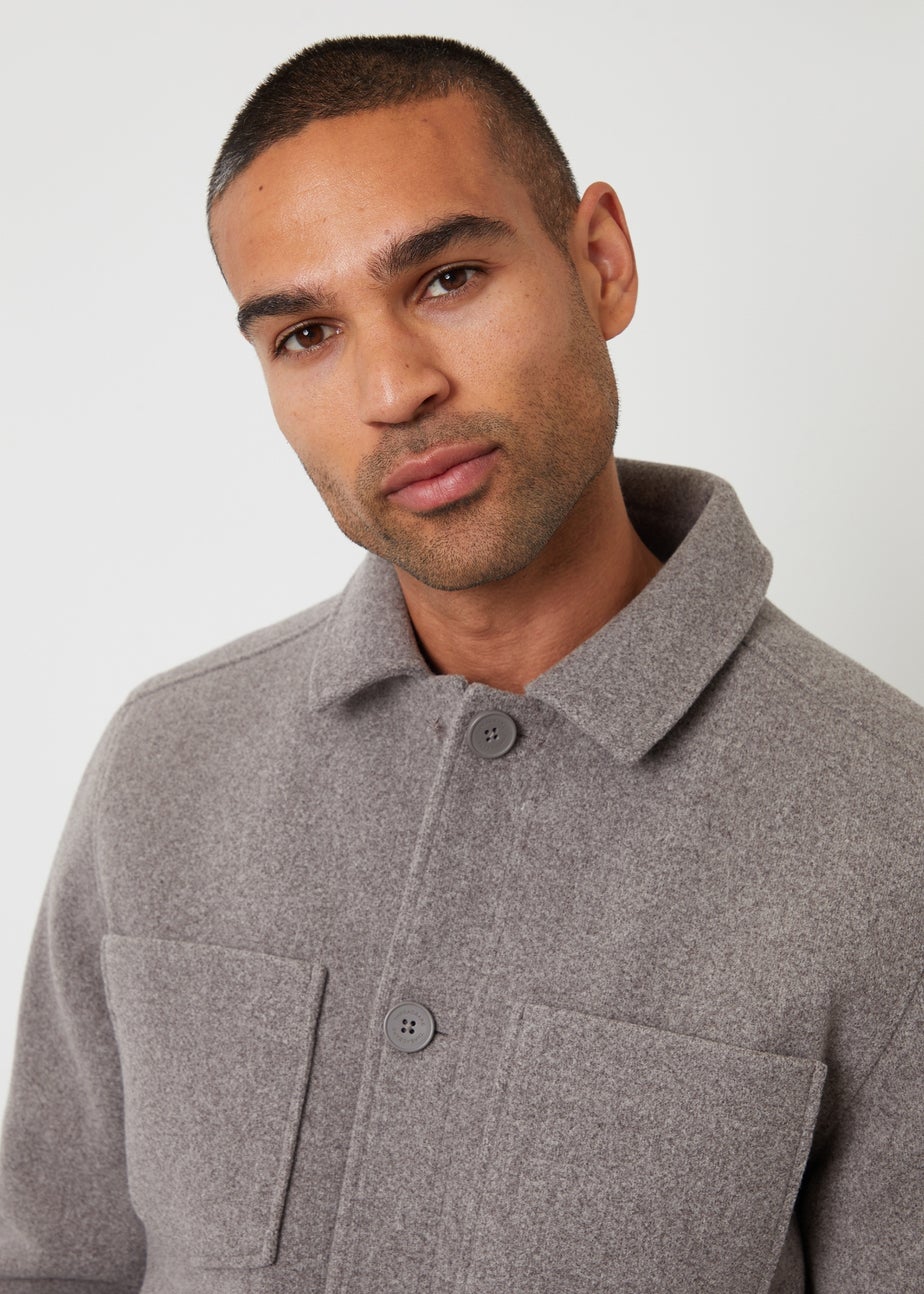 Threadbare Taupe Faux Wool Button Up Quilted Shacket