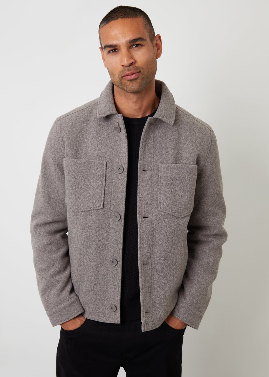 Threadbare Taupe Faux Wool Button Up Quilted Shacket