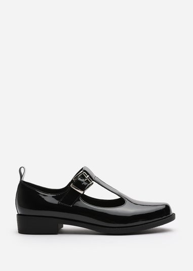Where's That From Natalie Black Patent Wide-Fit Mary Janes Loafers