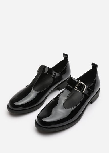 Where's That From Natalie Black Patent Wide-Fit Mary Janes Loafers
