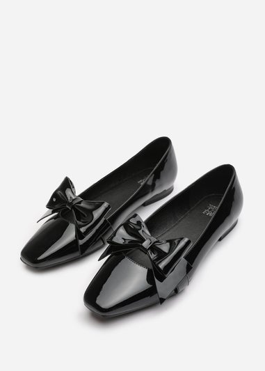 Where's That From Jessica Black Patent Square Toe Flats