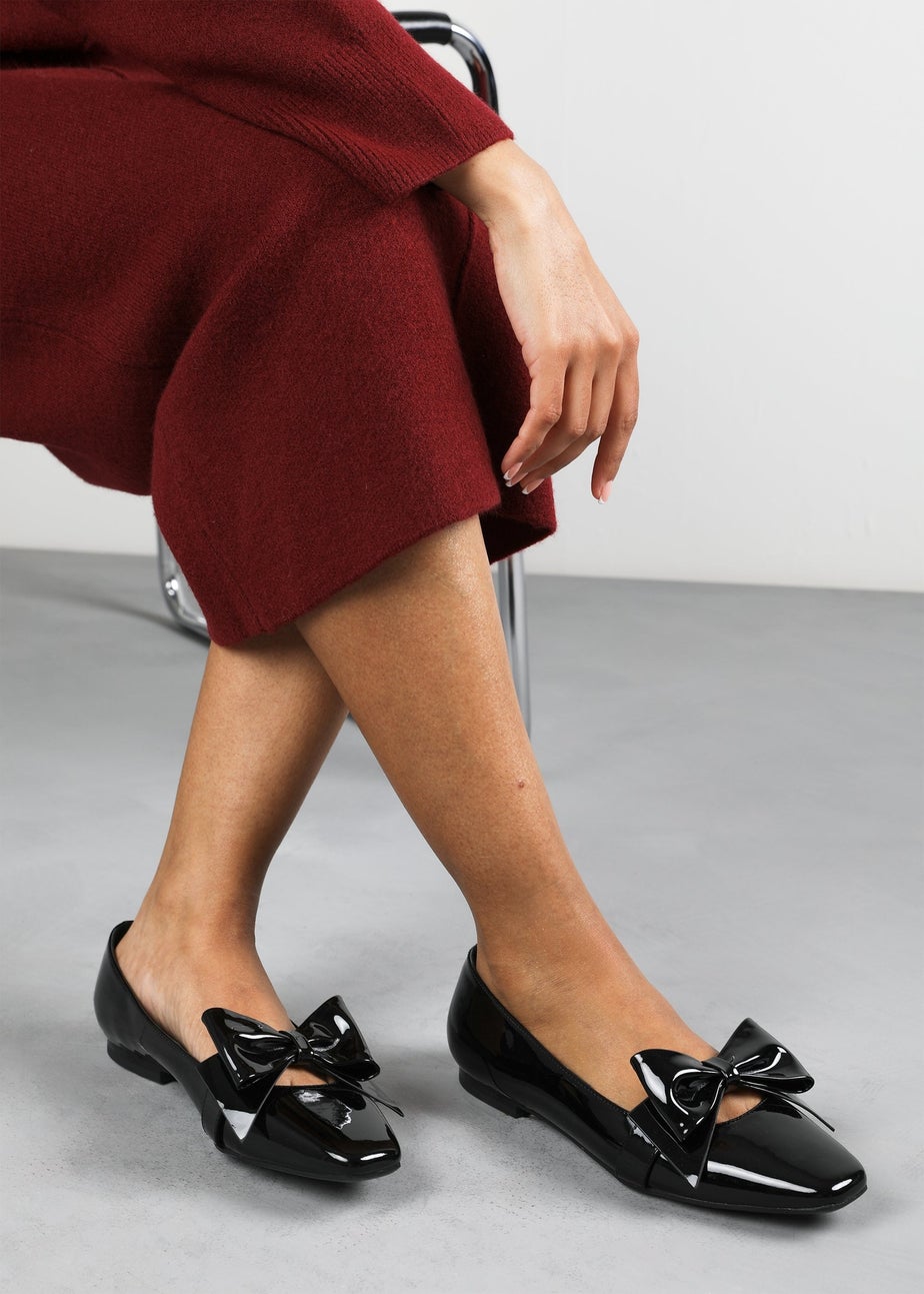 Where's That From Jessica Black Patent Square Toe Flats