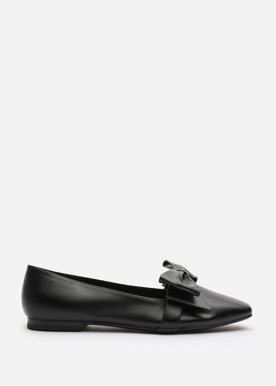 Where's That From Jessica Black PU Square Toe Flats