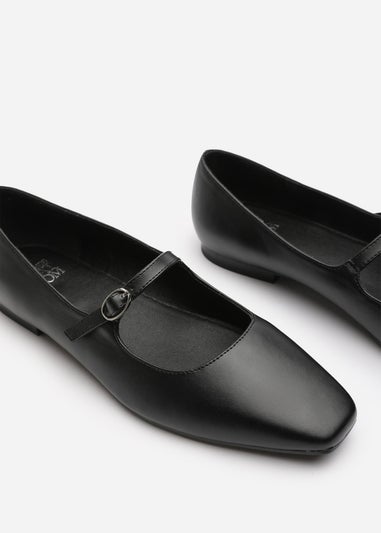 Where's That From Jennifer Black PU Wide Fit Mary Jane Flats