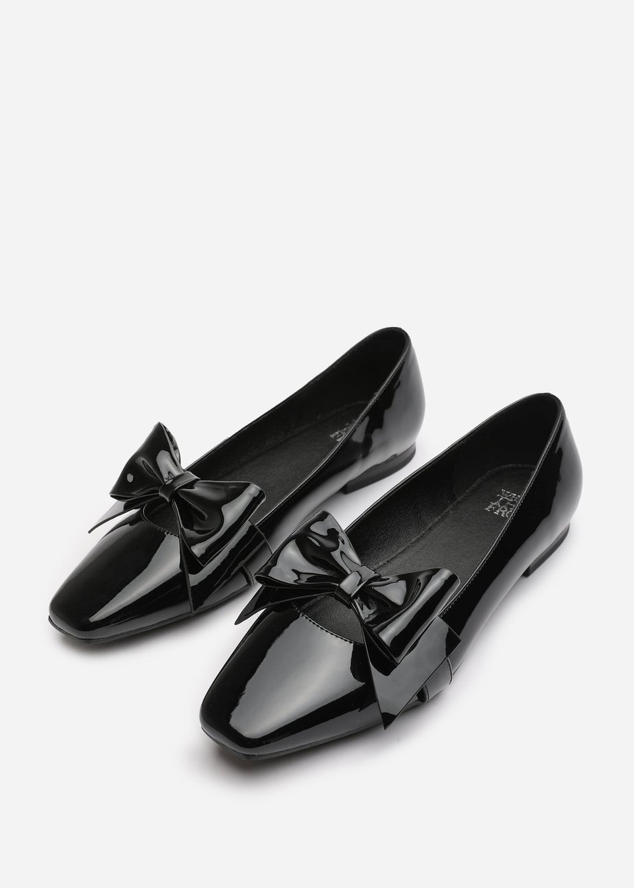 Where's That From Jessica Black Patent Wide Fit Square Toe Flats