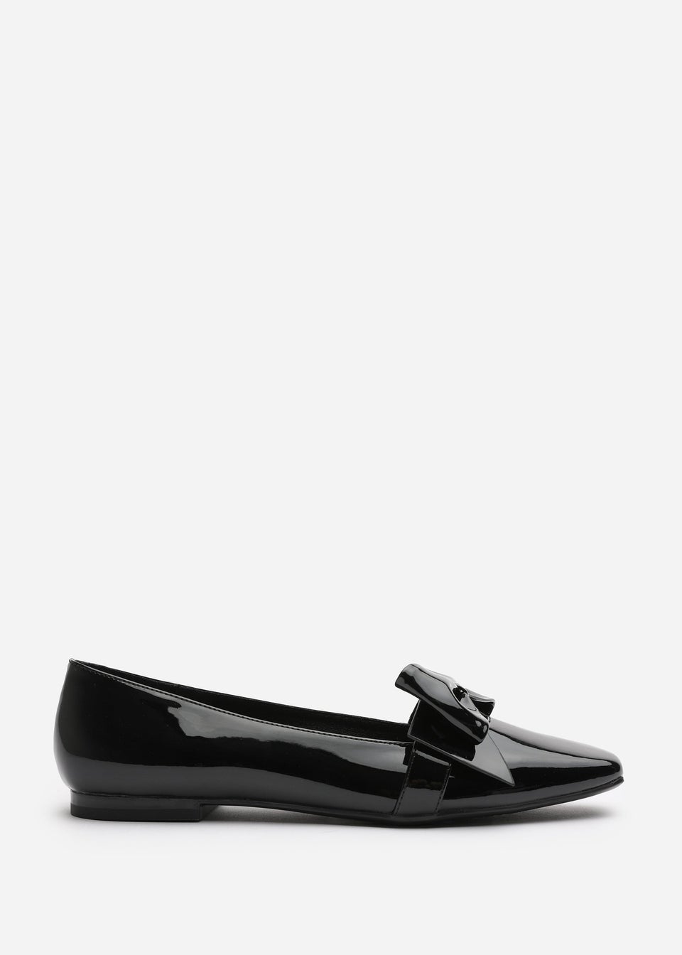 Where's That From Jessica Black Patent Wide Fit Square Toe Flats