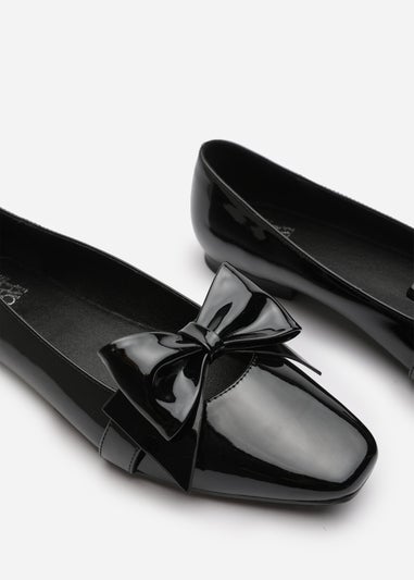 Where's That From Jessica Black Patent Wide Fit Square Toe Flats