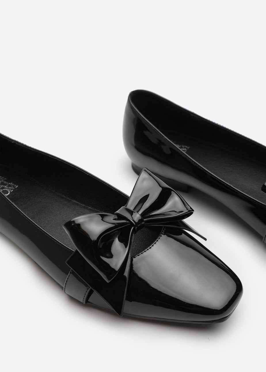 Where's That From Jessica Black Patent Wide Fit Square Toe Flats