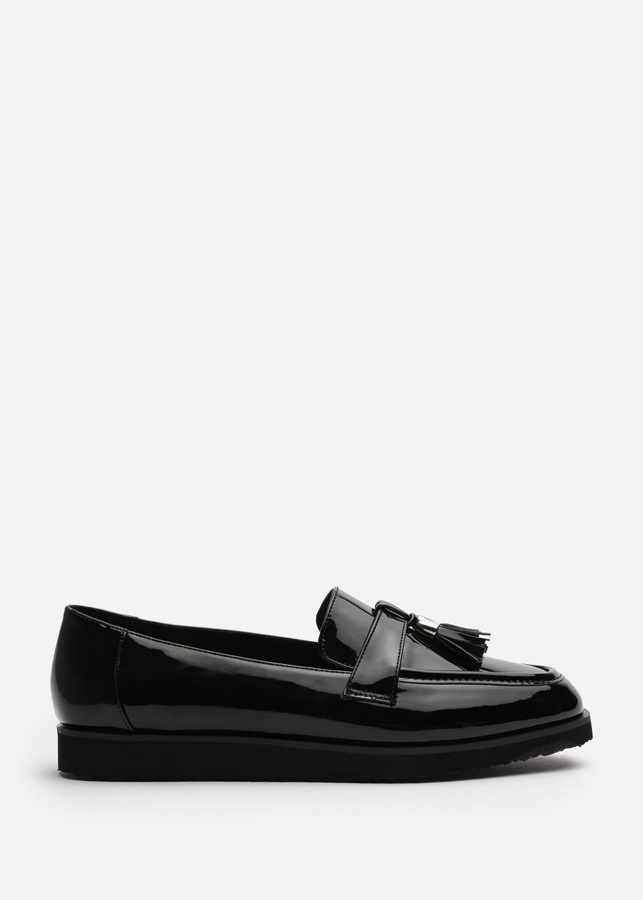 Where's That From Wide-Fit Black Patent Kennedy Tasseled Loafers