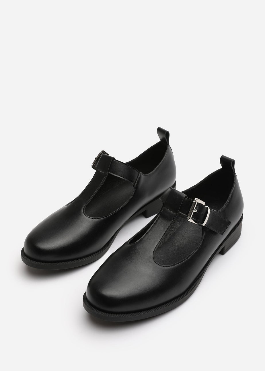 Where's That From Natalie Black PU Wide-Fit Mary Janes Loafers