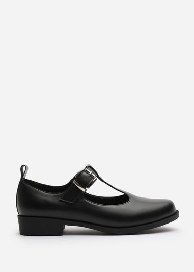 Where's That From Natalie Black PU Wide-Fit Mary Janes Loafers