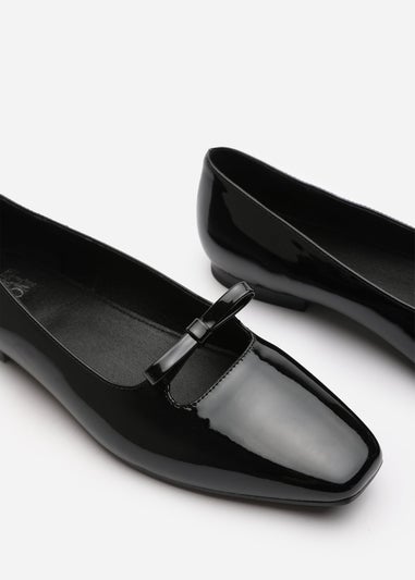 Where's That From Hope Black Patent Wide Fit Square Toe Flats