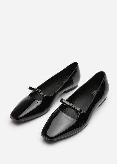 Where's That From Hope Black Patent Wide Fit Square Toe Flats