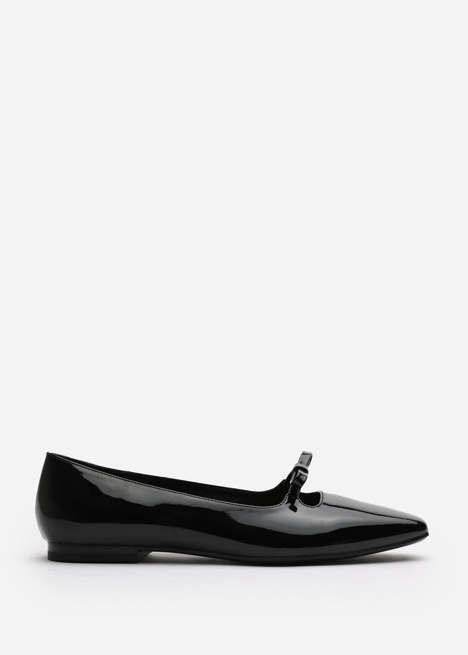 Where's That From Hope Black Patent Square Toe Flats