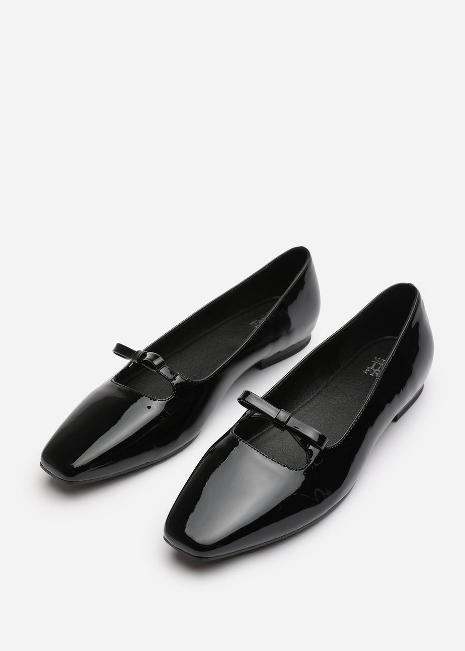 Where's That From Hope Black Patent Square Toe Flats