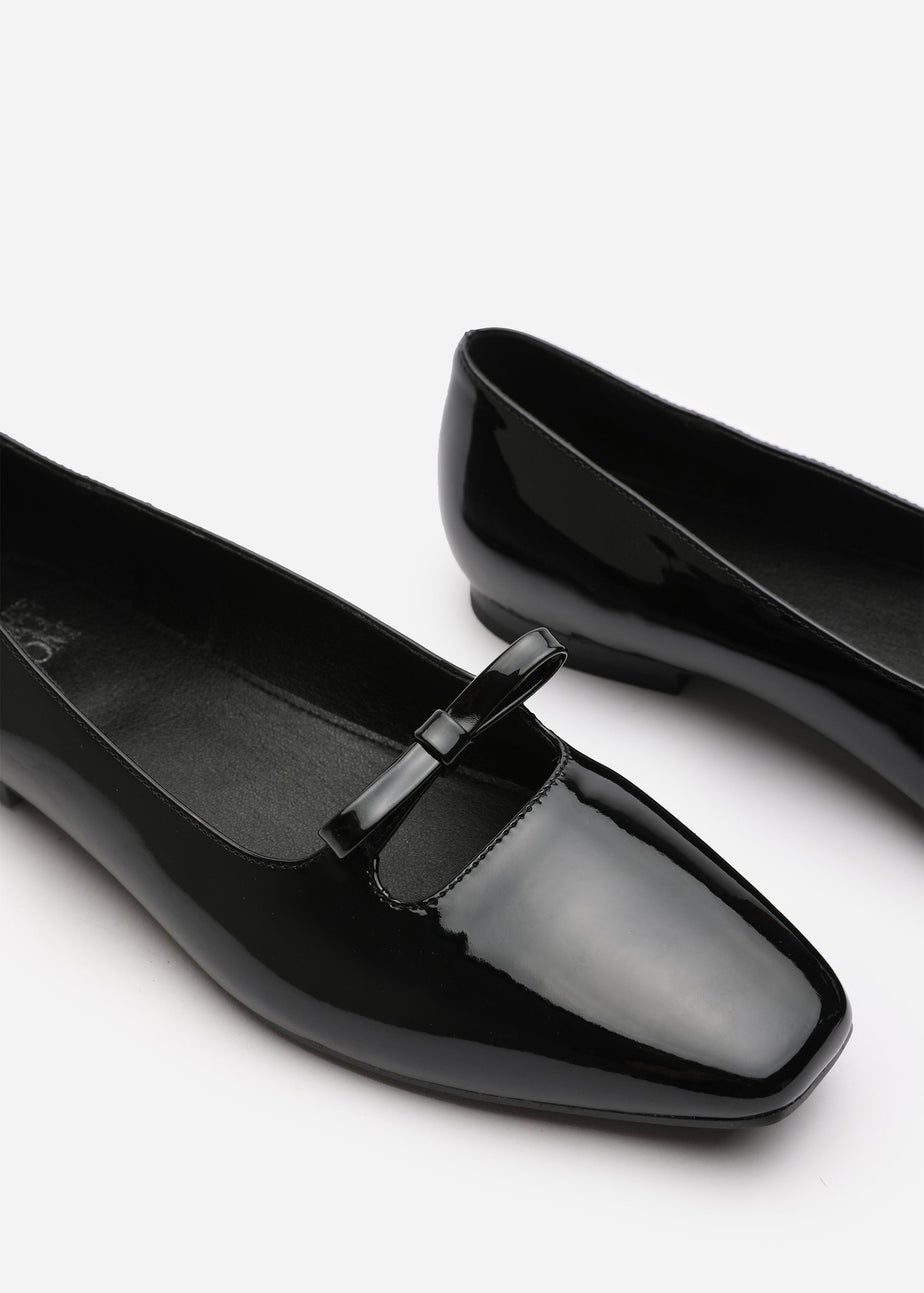 Where's That From Hope Black Patent Square Toe Flats