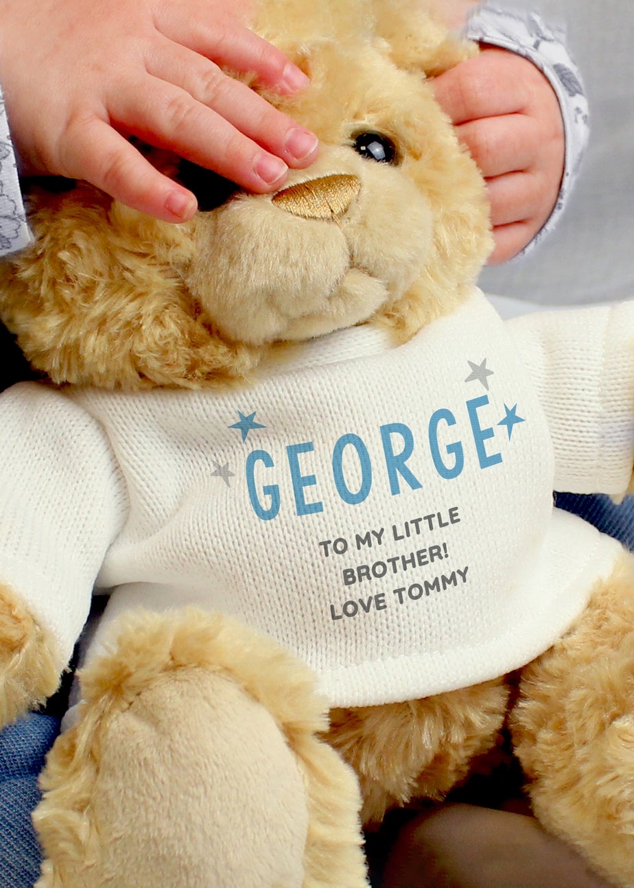 Personalised Memento Company Aqua Blue Name & Message Teddy Bear