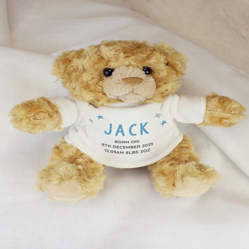 Personalised Memento Company Aqua Blue Name & Message Teddy Bear