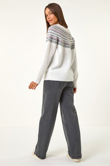 Roman Ivory Pearl Embellished Printed Jumper