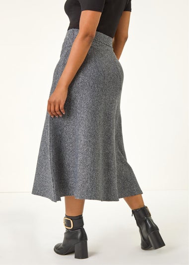 Roman Grey Petite Stretch Knitted Midi Skirt
